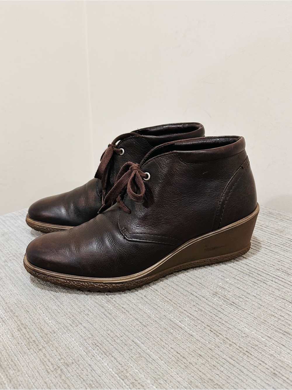 ECCO Camilla Women's Brown Leather Lace Up Wedge Ankle Chukka Boots US 9-9,5